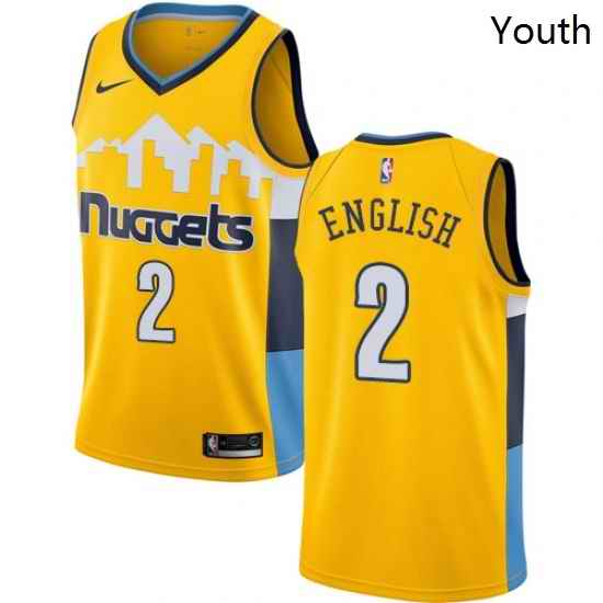 Youth Nike Denver Nuggets 2 Alex English Authentic Gold Alternate NBA Jersey Statement Edition